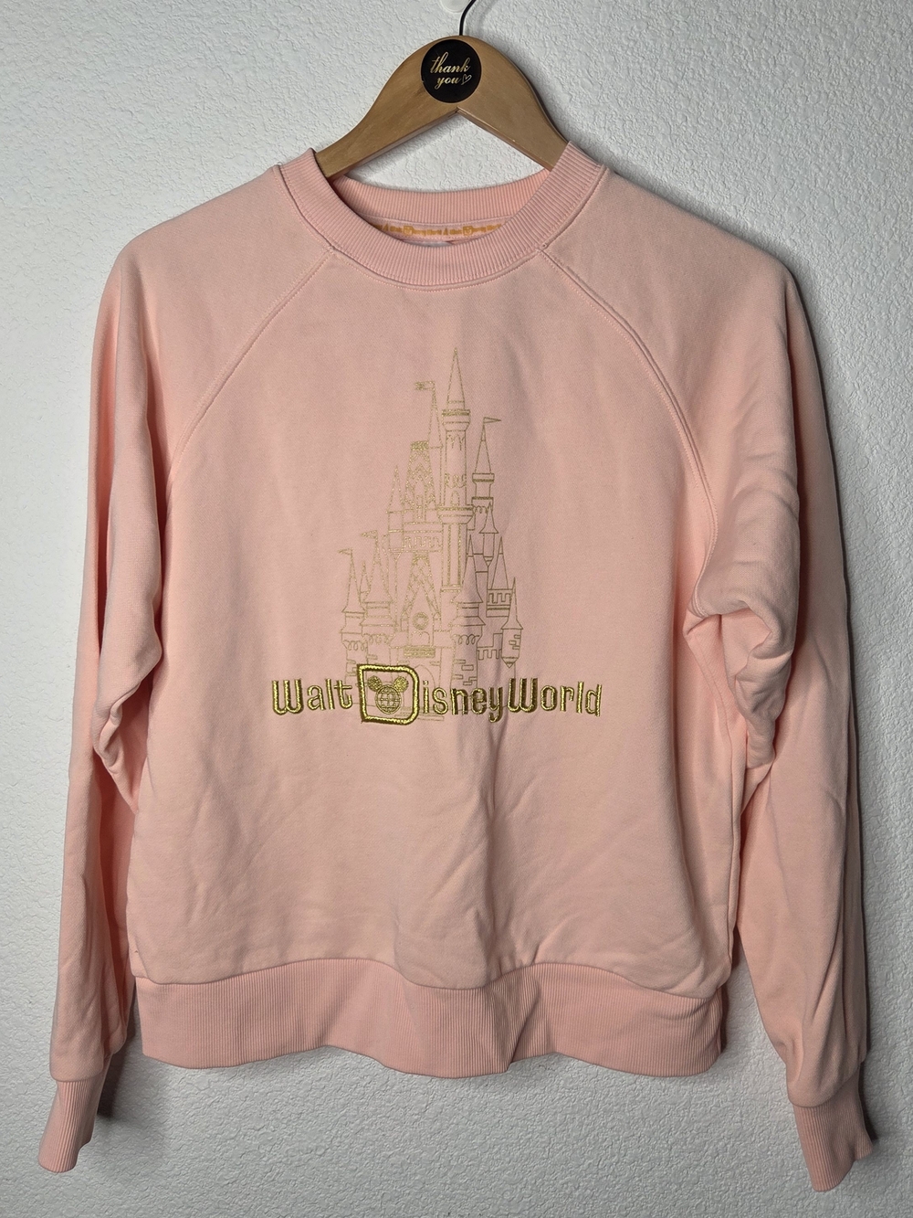 Disney Peach Pink Princess Castle Sweater, Adult Size Small